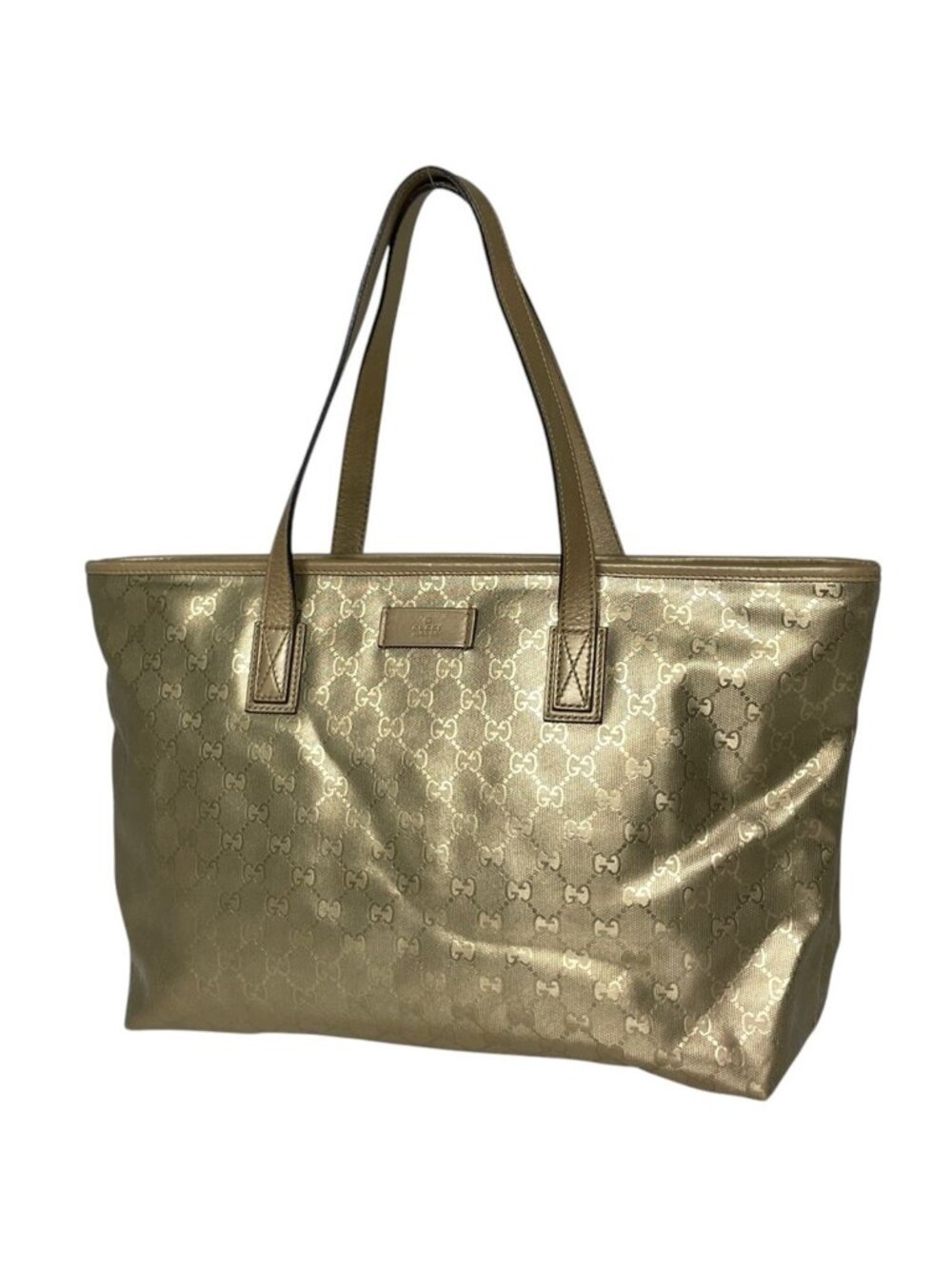 Gucci Tote Bag GG Supreme Pattern Metallic Gold